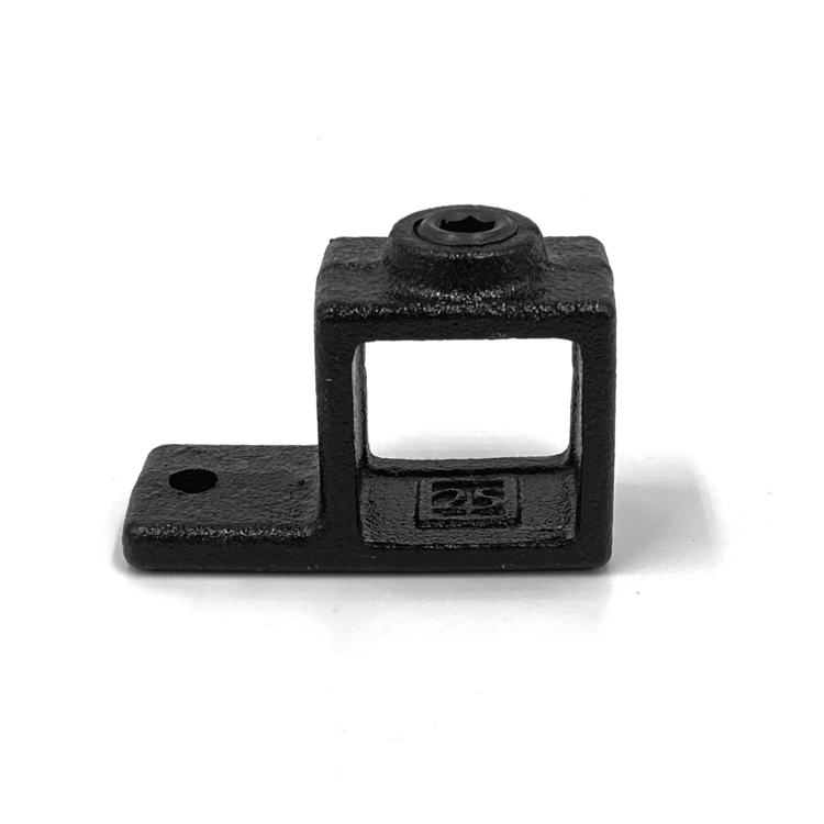 Conector de tubo para fijación a panel para tubos cuadrados, negro - 25 mm