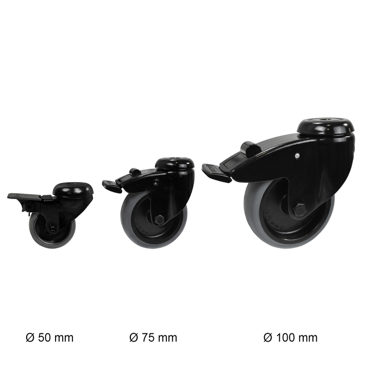 Rueda giratoria con freno negra Ø 50 mm (exclusivo expansor) 