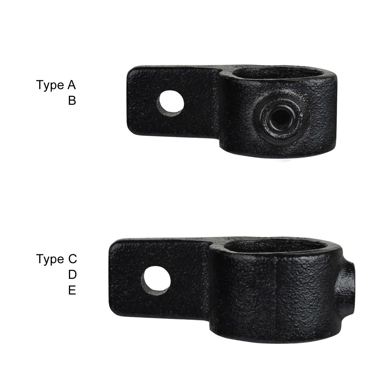 Pieza de ojal con orejeta simple, negra 33,7 mm (1")