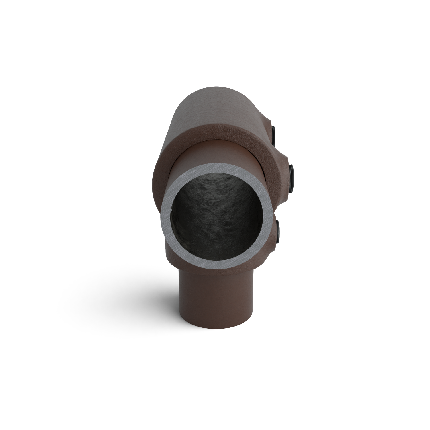 104-B Pieza en T larga - 33,7 mm marrón