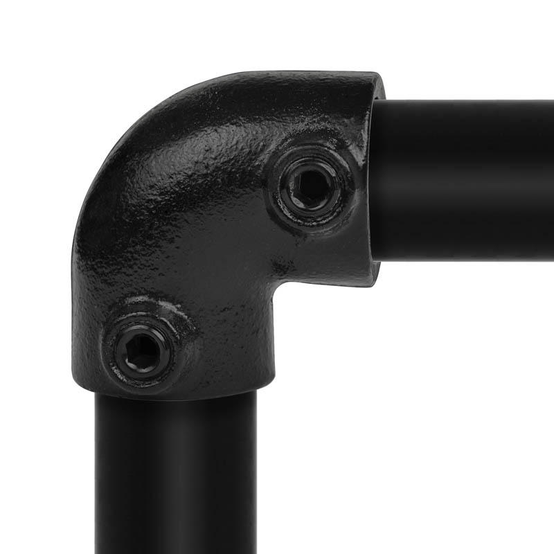 Codo de 90°, negro 26,9 mm (¾")
