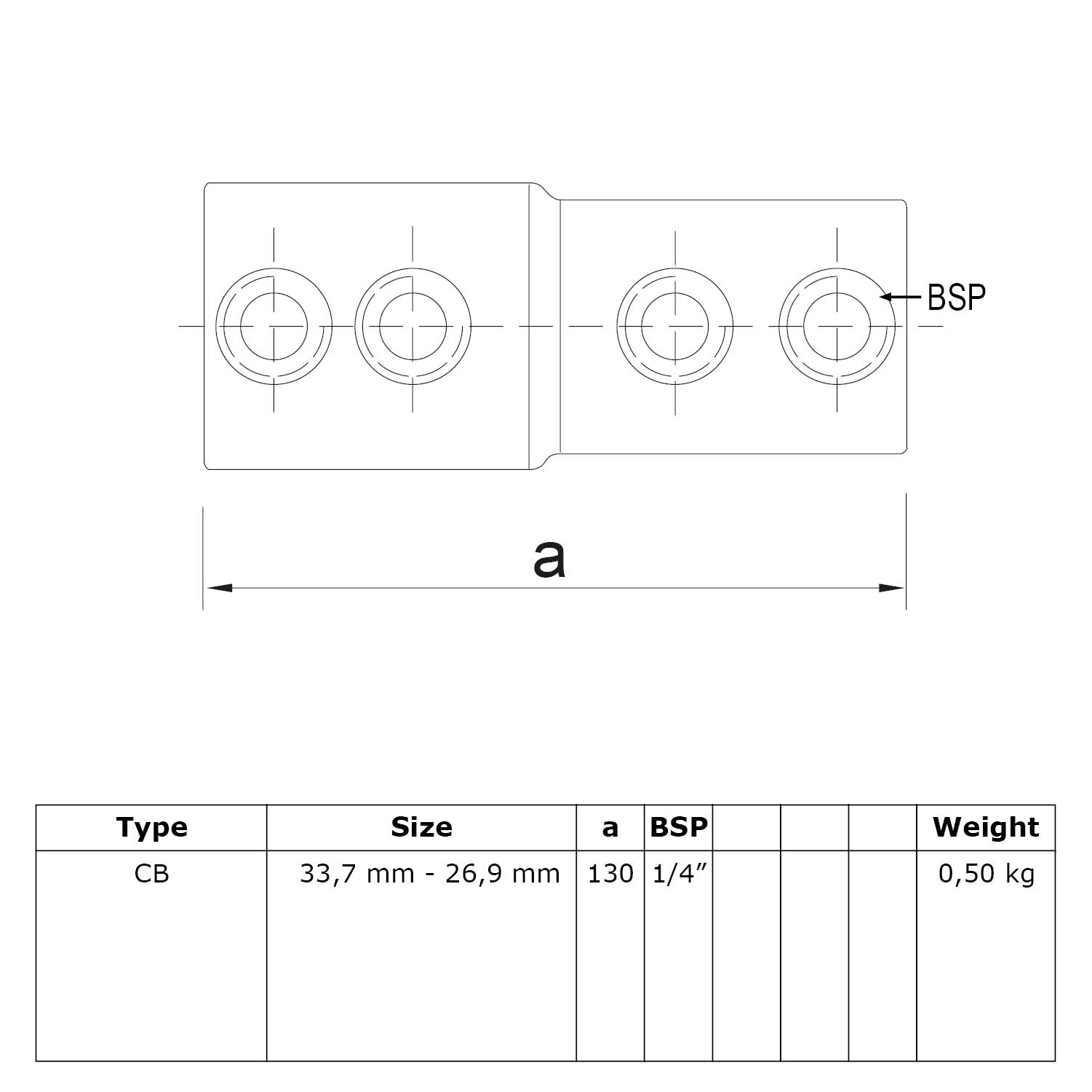 Alargadera combinada 33,7 / 26,9 mm (1" / 3/4")