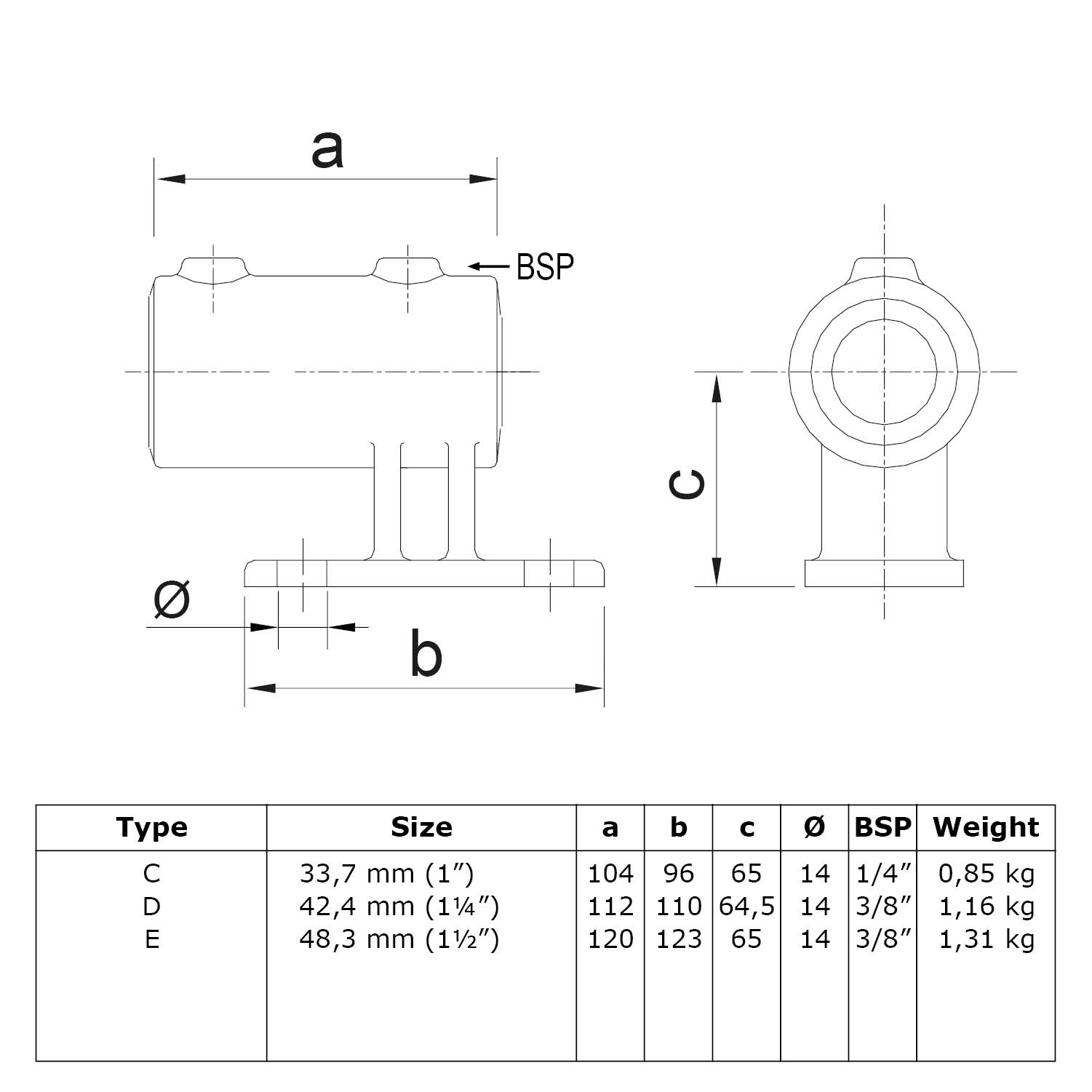 Soporte vertical de pared 48,3 mm (1½")