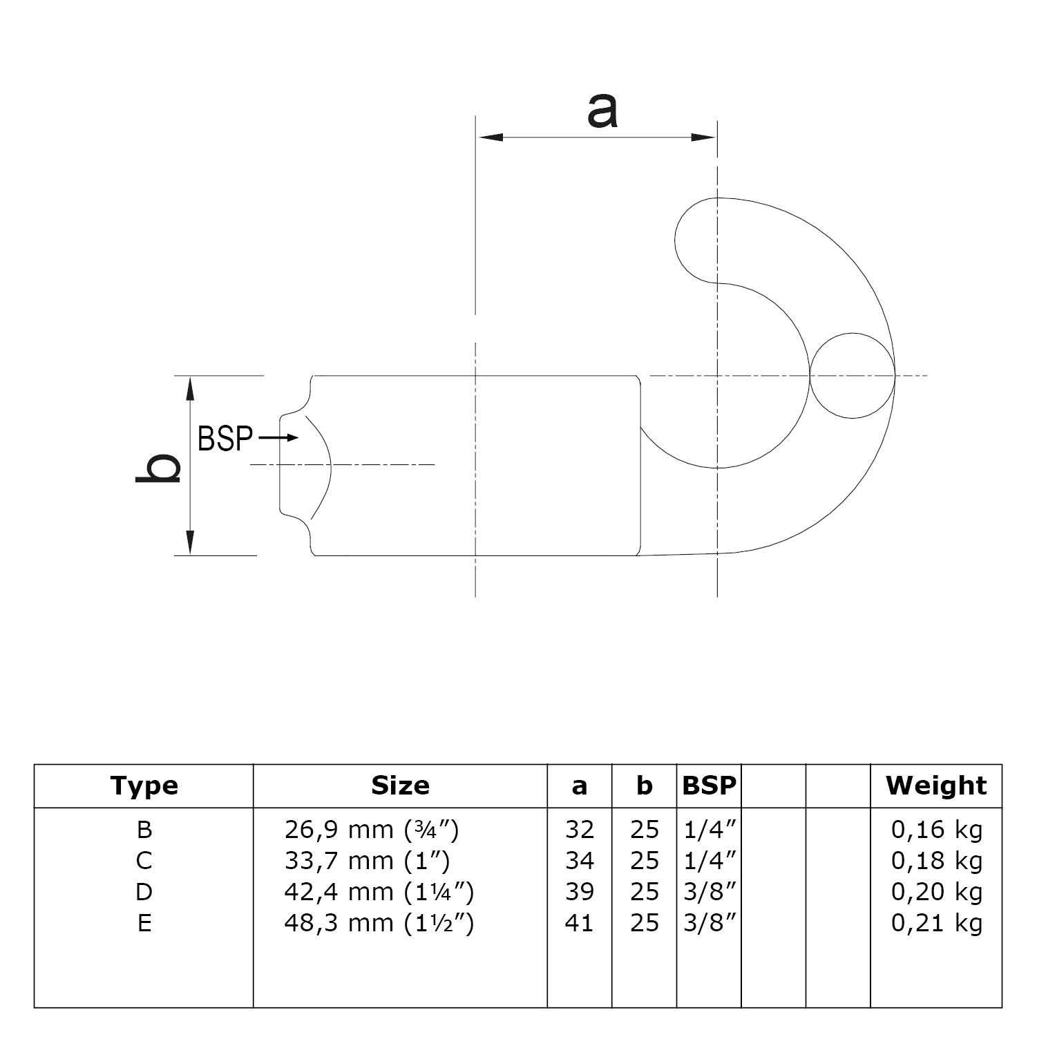Collarín con gancho 42,4 mm (1¼")