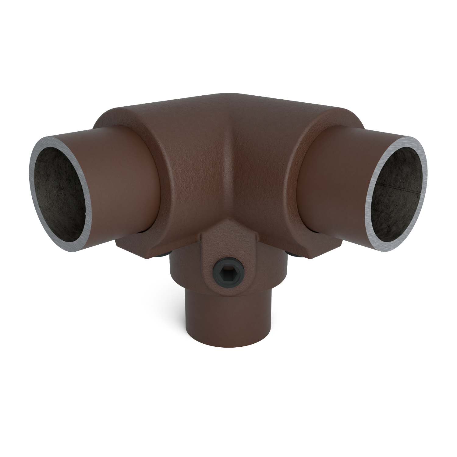 128-A Esquinera 3 vías 90°- 26,9 mm marrón