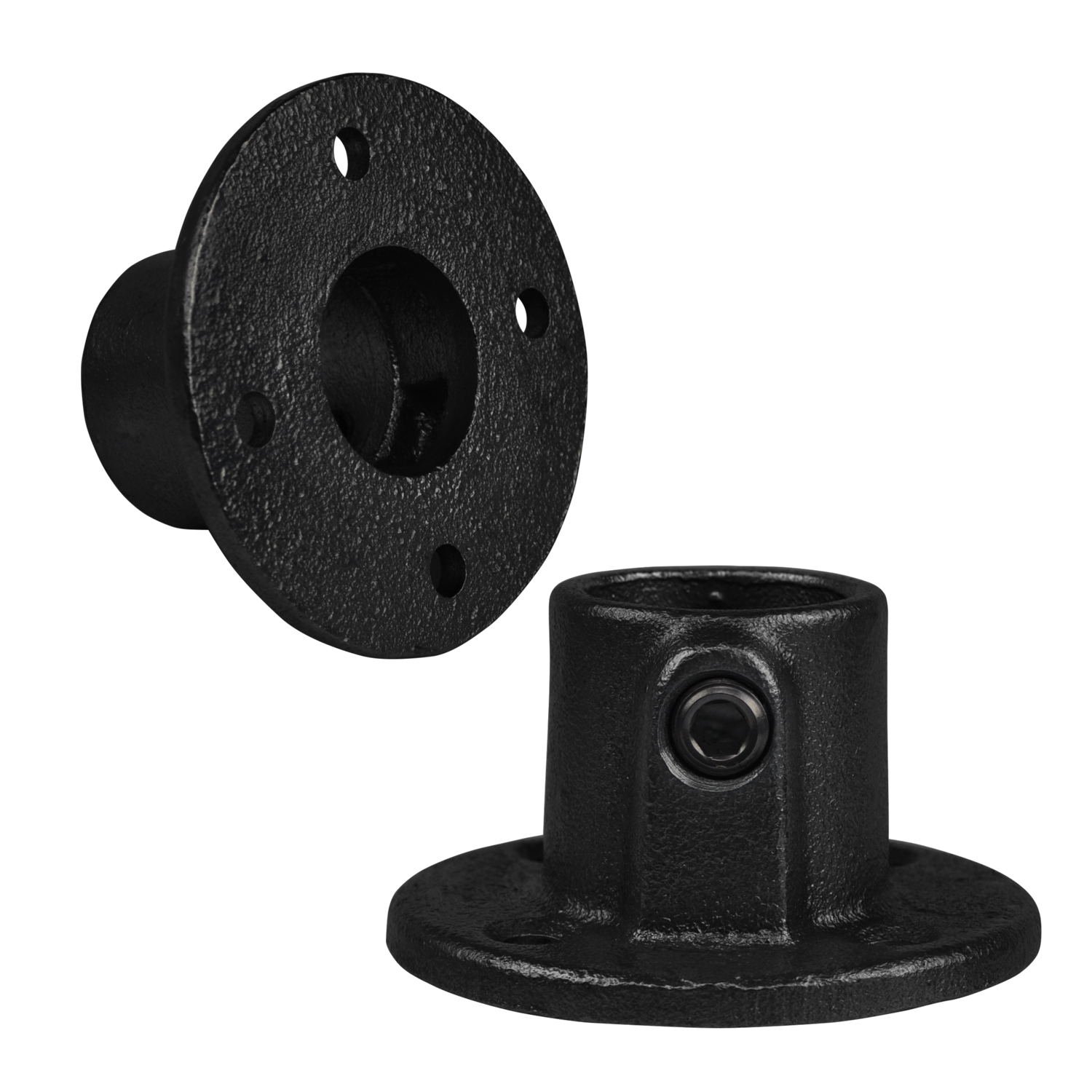 Placa base, redonda, continua, negra.  26,9 mm (¾")
