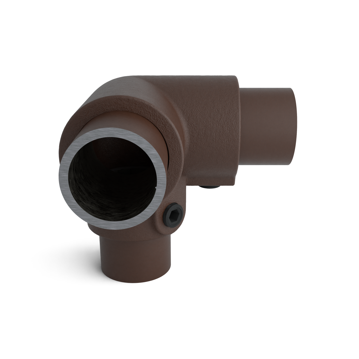 128-A Esquinera 3 vías 90°- 26,9 mm marrón