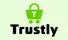 El logotipo del servicio de pagos online Trustly muestra un carrito de la compra verde con una «T» blanca en la parte delantera. Debajo aparece «Trustly» en letra negra y negrita sobre un fondo verde claro y suave, que transmite frescura y seguridad.