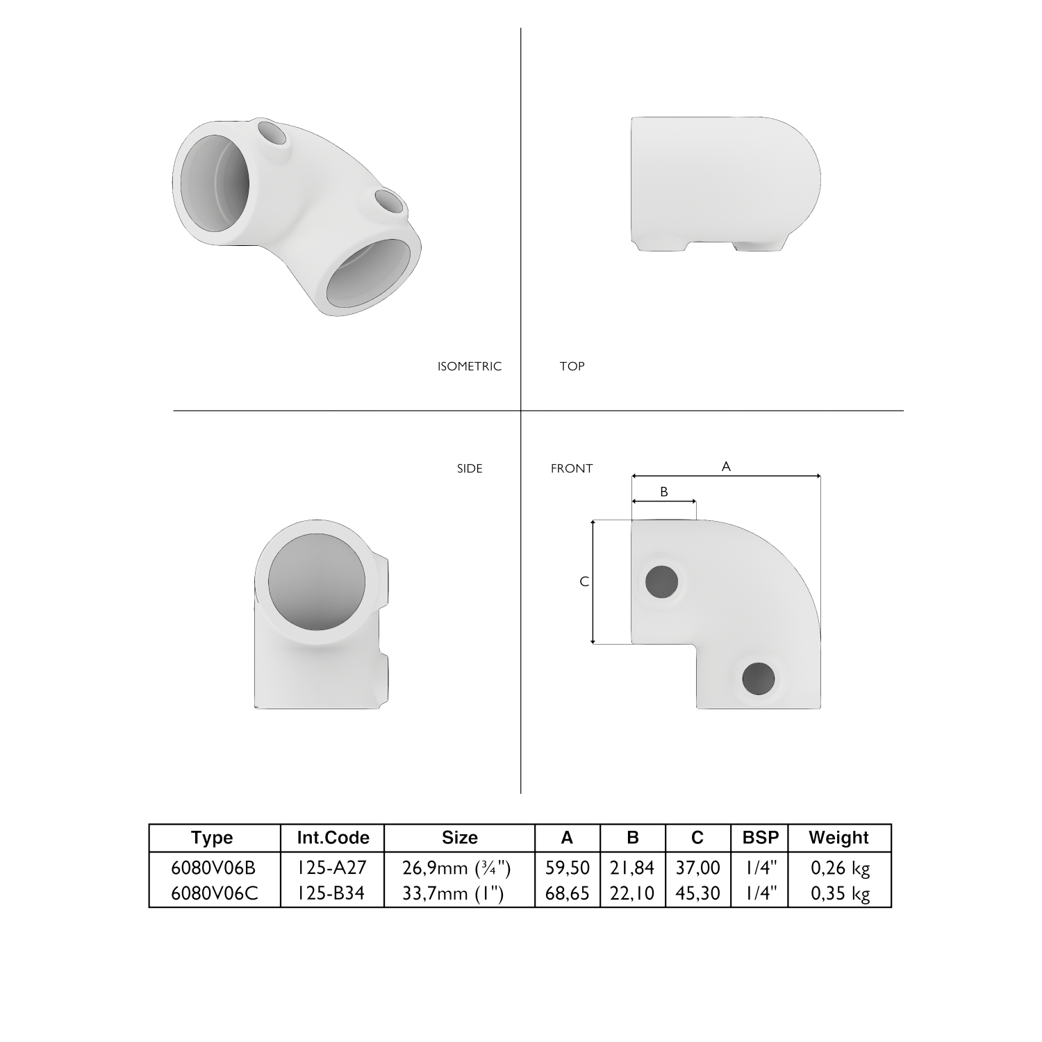 125-A Codo 90° - 26,9 mm marrón