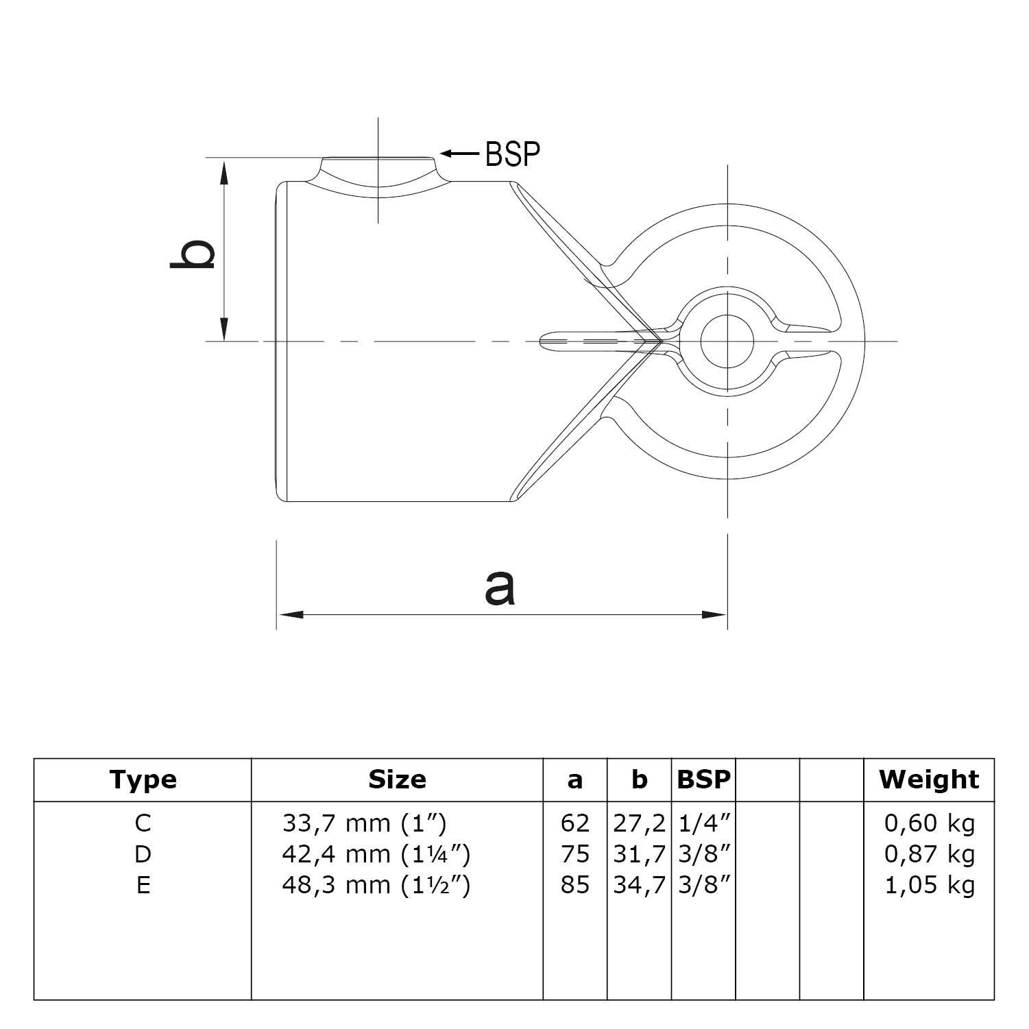 Arco, ajustable, 42,4 mm (1¼")
