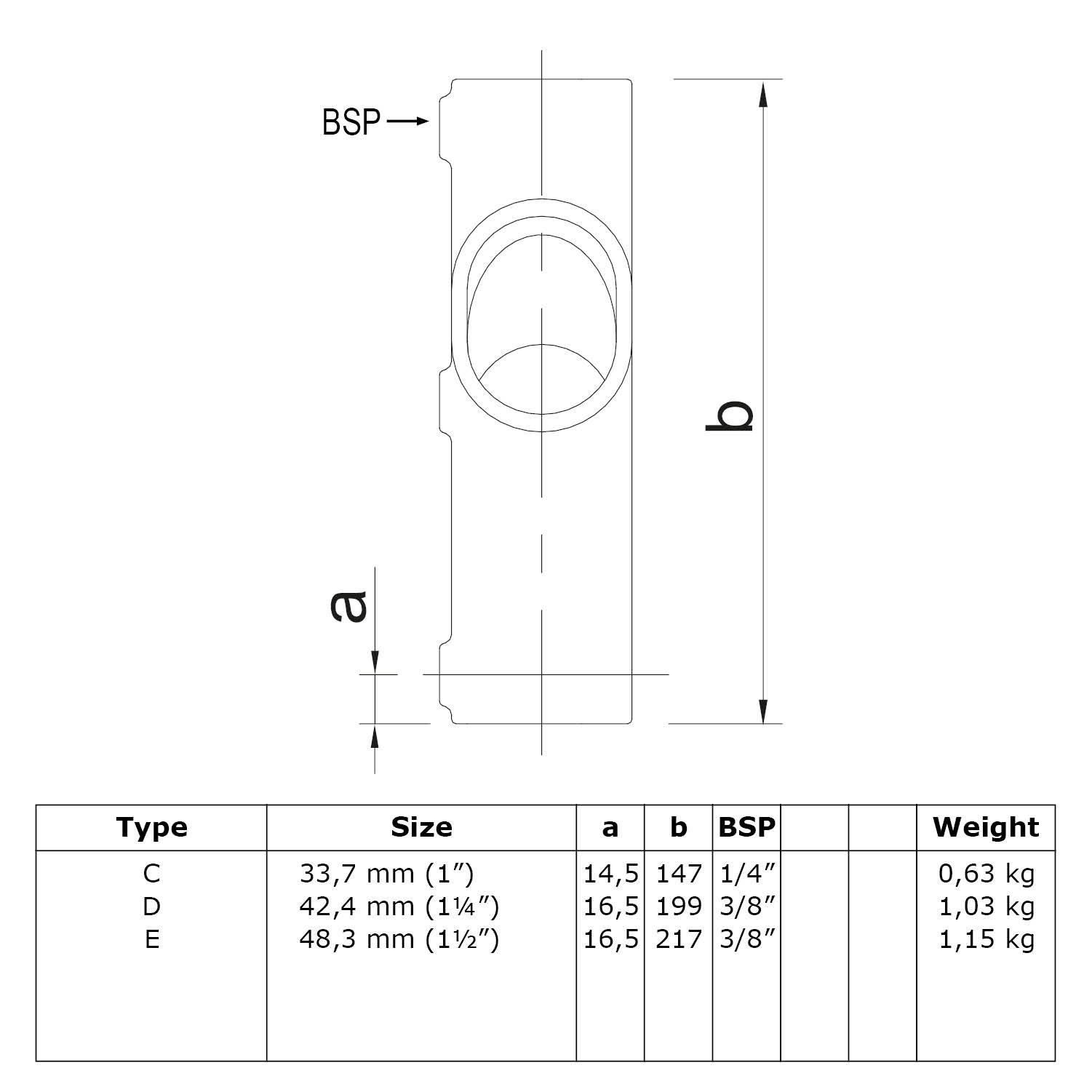 Pieza transversal para gradiente 30° - 45° 33,7 mm (1")
