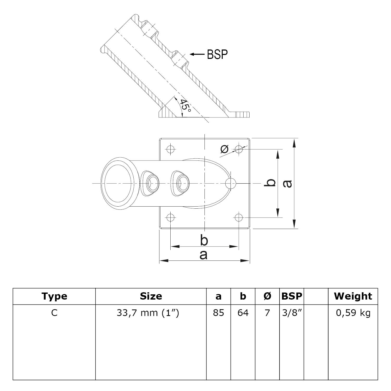 Soporte para banderas 33,7 mm (1")