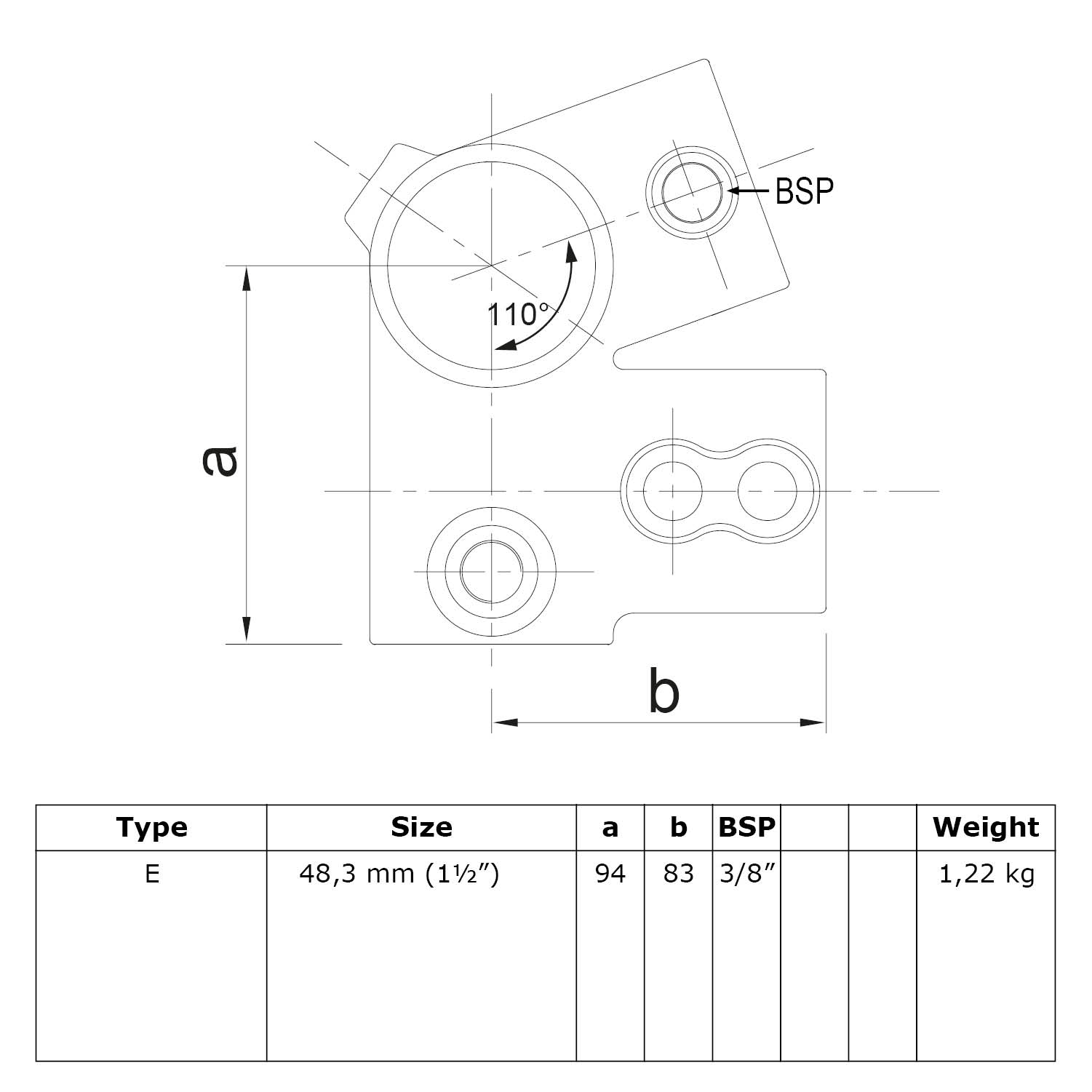 Arco del alero 48,3 mm (1½")