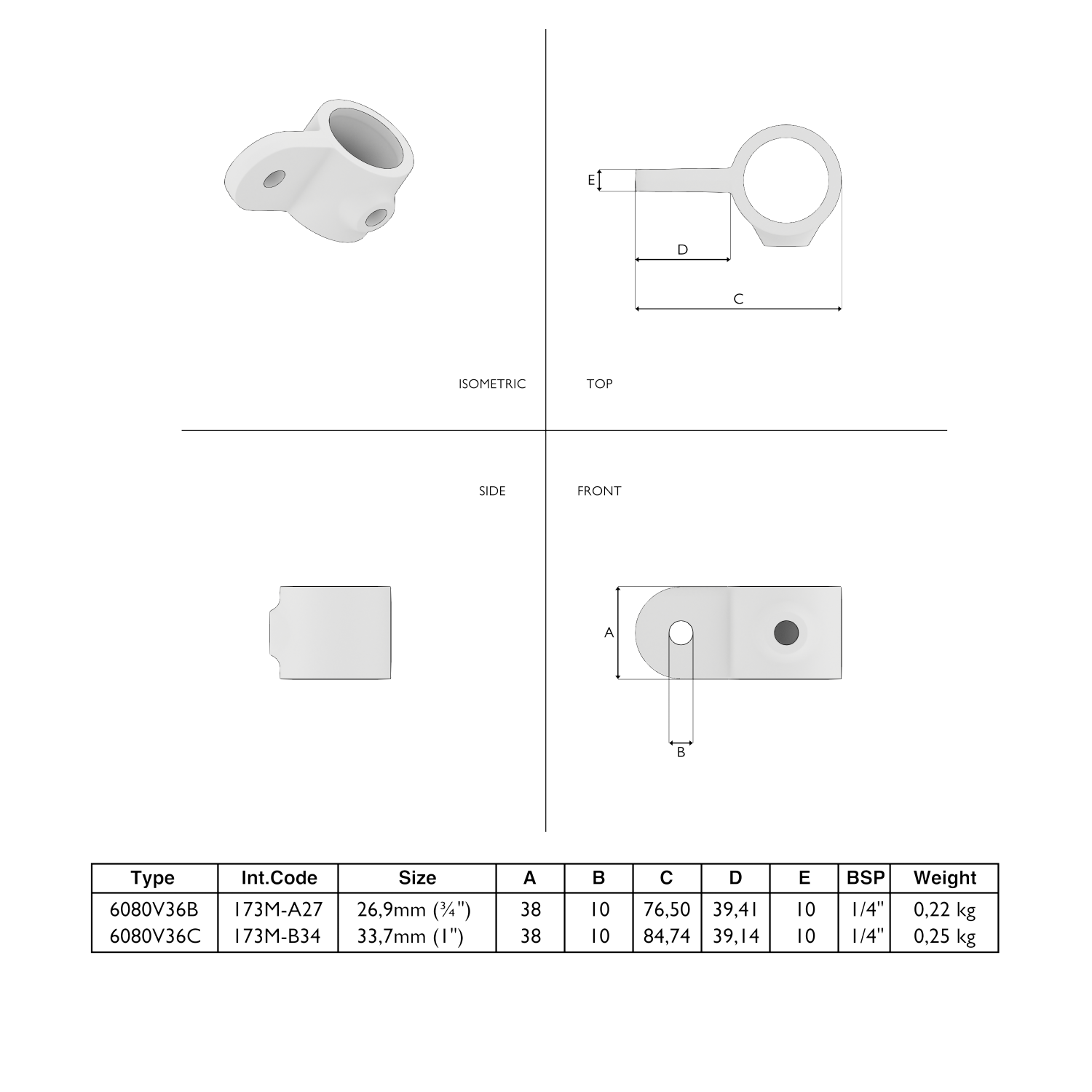 173MB Ojo articulado - 33,7 mm marrón