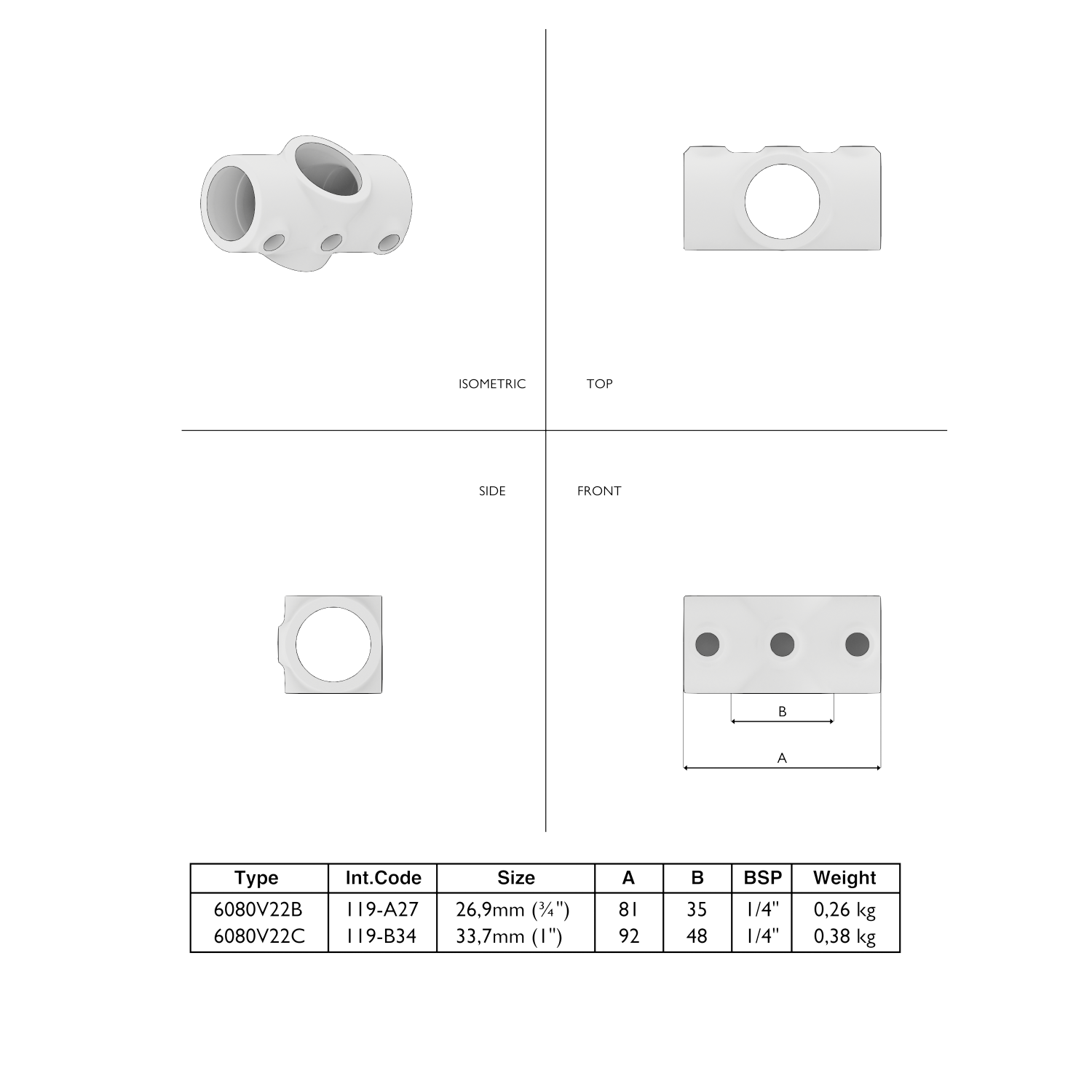 119-B pasador transversal pasante - 33,7 mm marrón