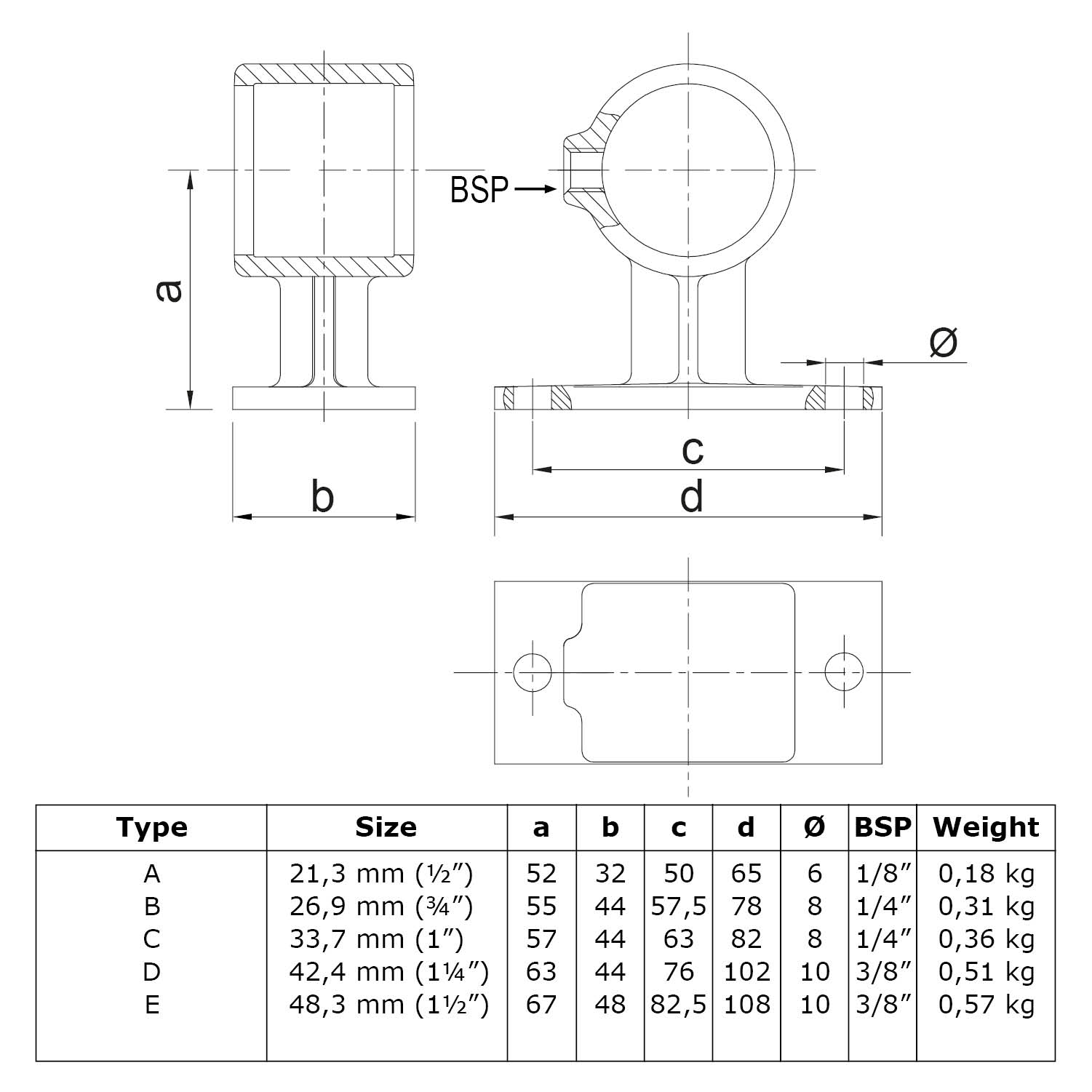 Soporte de pasamanos42,4 mm (1¼")