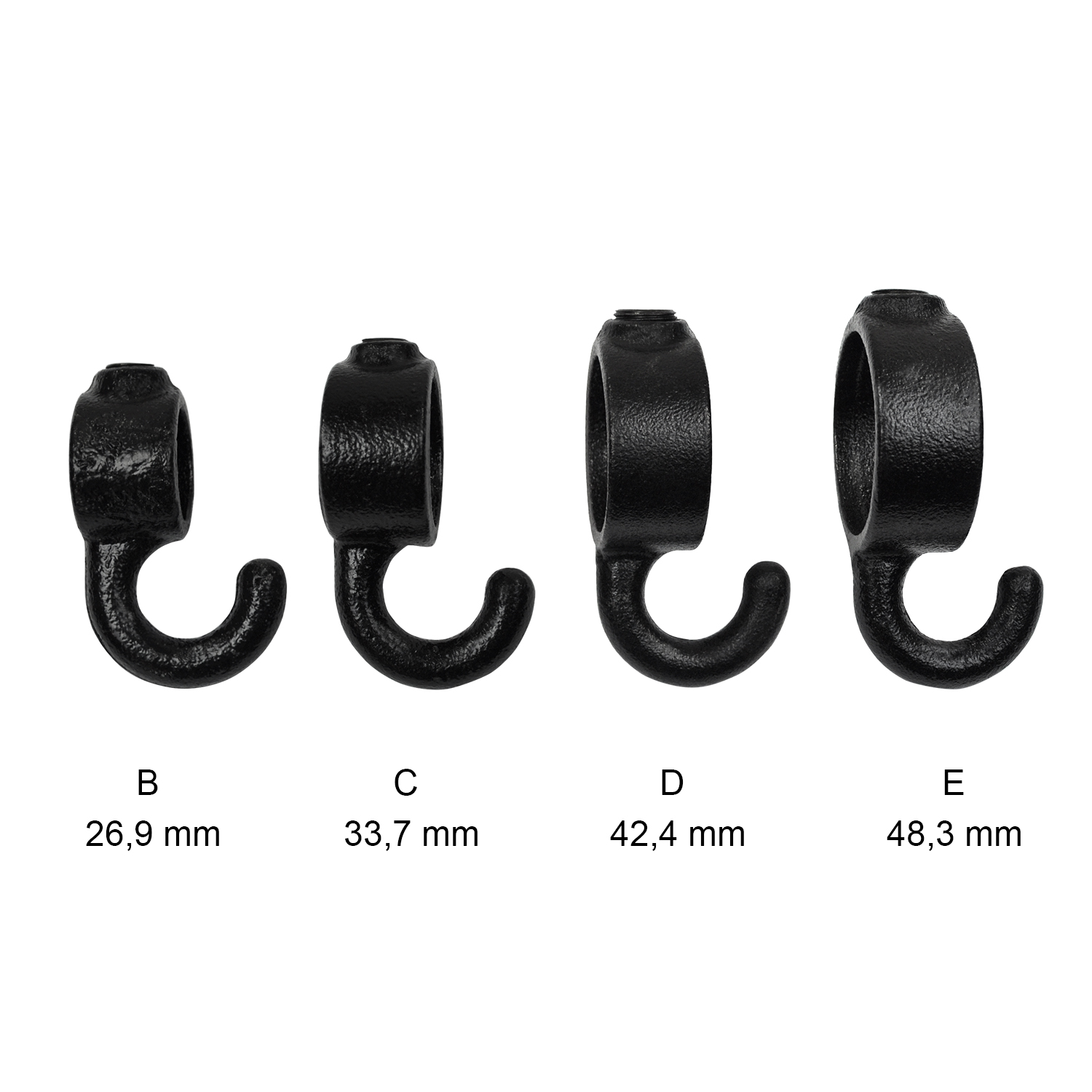 Anillo de ajuste con gancho, negro 48,3 mm (1½")