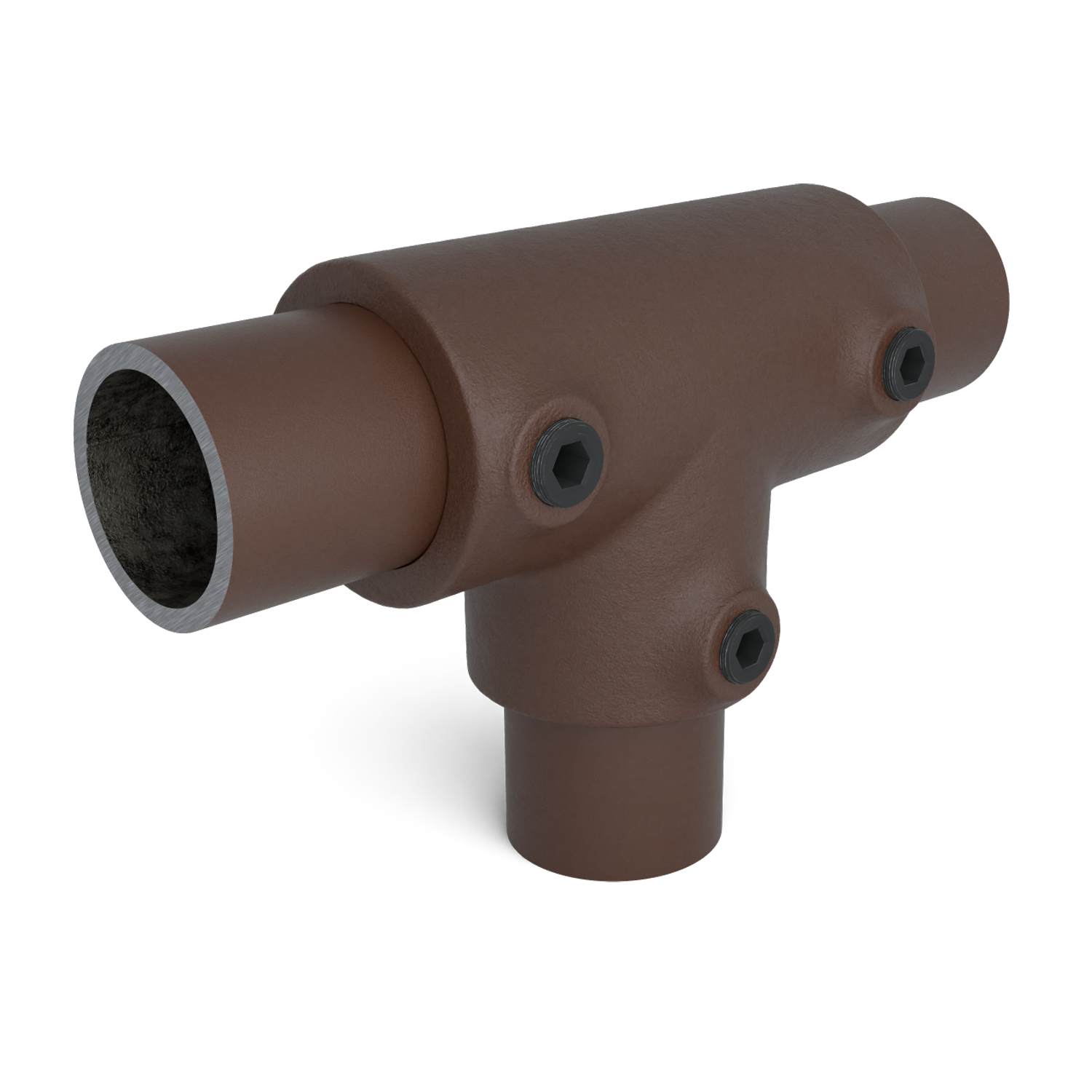 104-B Pieza en T larga - 33,7 mm marrón