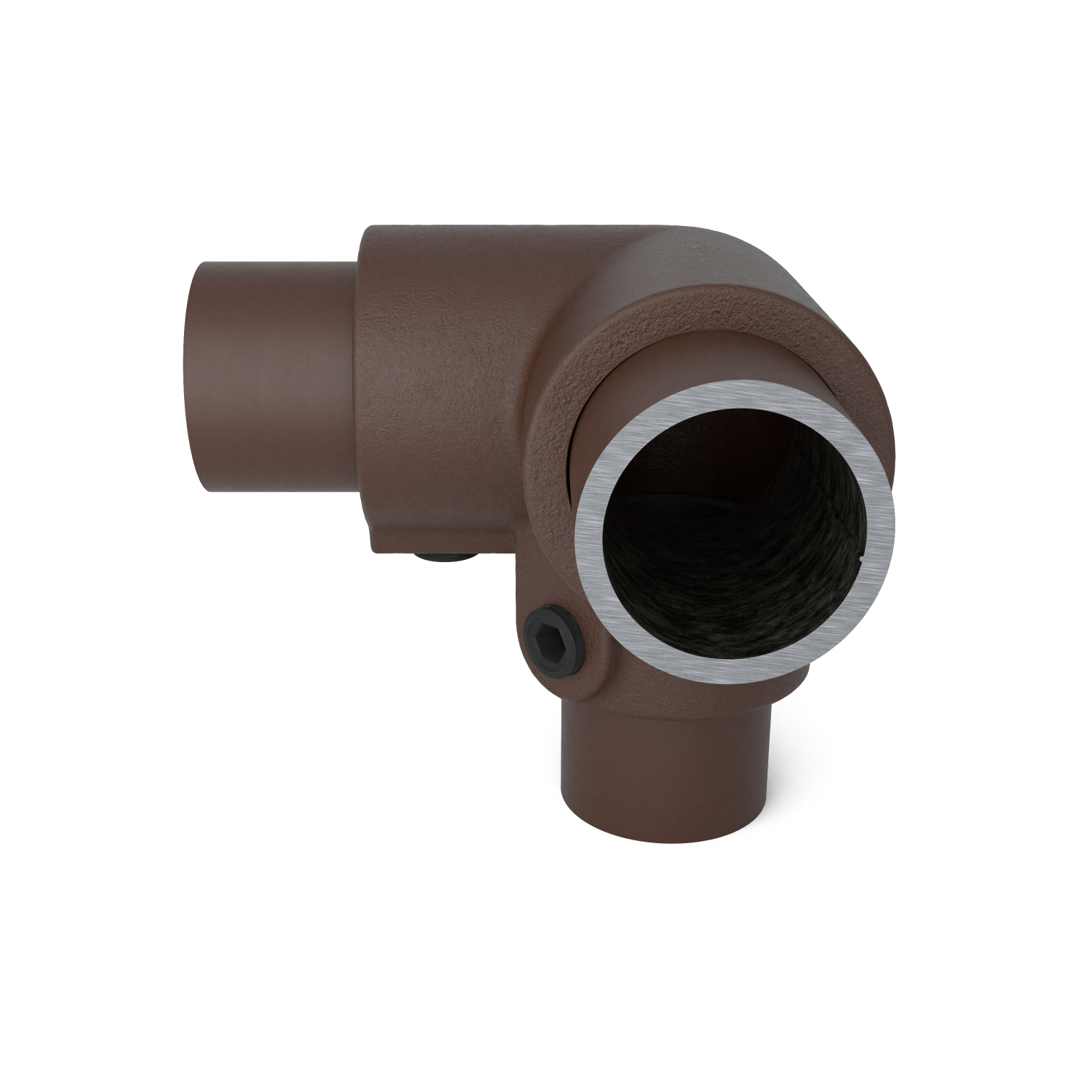 128-A Esquinera 3 vías 90°- 26,9 mm marrón